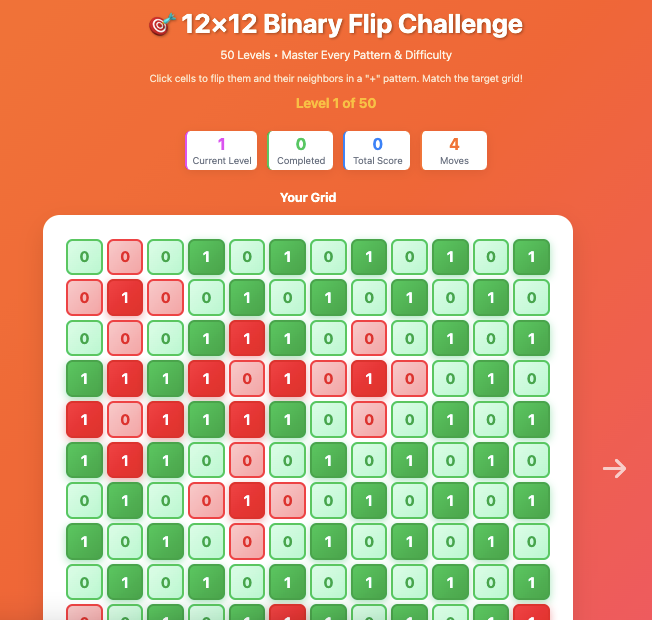 12×12 Binary Flip Challenge