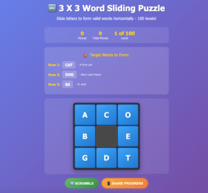 3 X 3 Word Sliding Puzzle